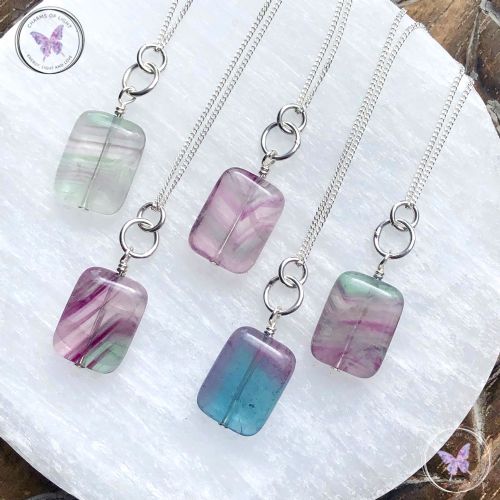 Fluorite Rectangle Pendant Necklace